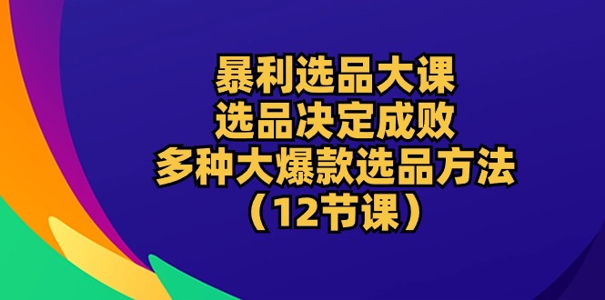 （10521期）暴利 选品大课：选品决定成败，教你多种大爆款选品方法（12节课）-777网创网