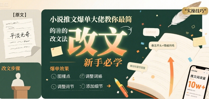 小说推文爆单大佬教你最简单的改文方法实操课,新手必学-777网创网
