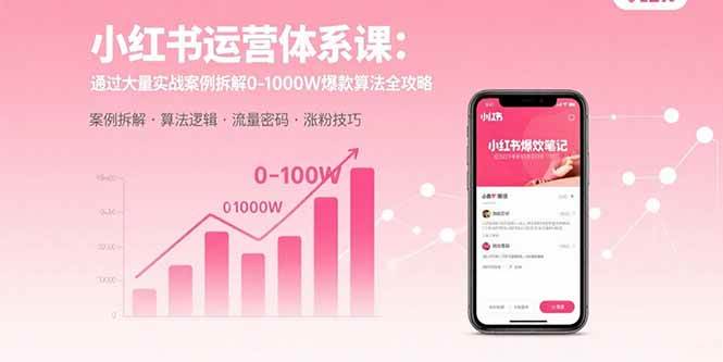 （15792期）小红书运营体系课：通过大量实战案例拆解0-1000W爆款算法全攻略-777网创网