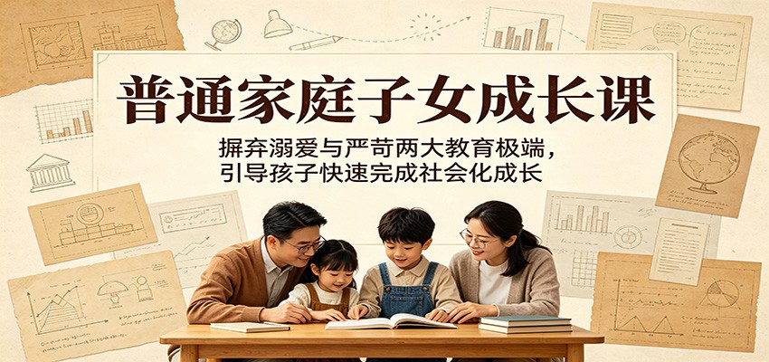 普通家庭子女成长课：摒弃溺爱与严苛两大教育极端，引导孩子快速完成社会化成长-777网创网