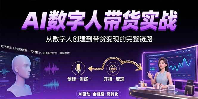 （15548期）AI数字人+带货实战：从数字人创建到带货变现的完整链路-777网创网