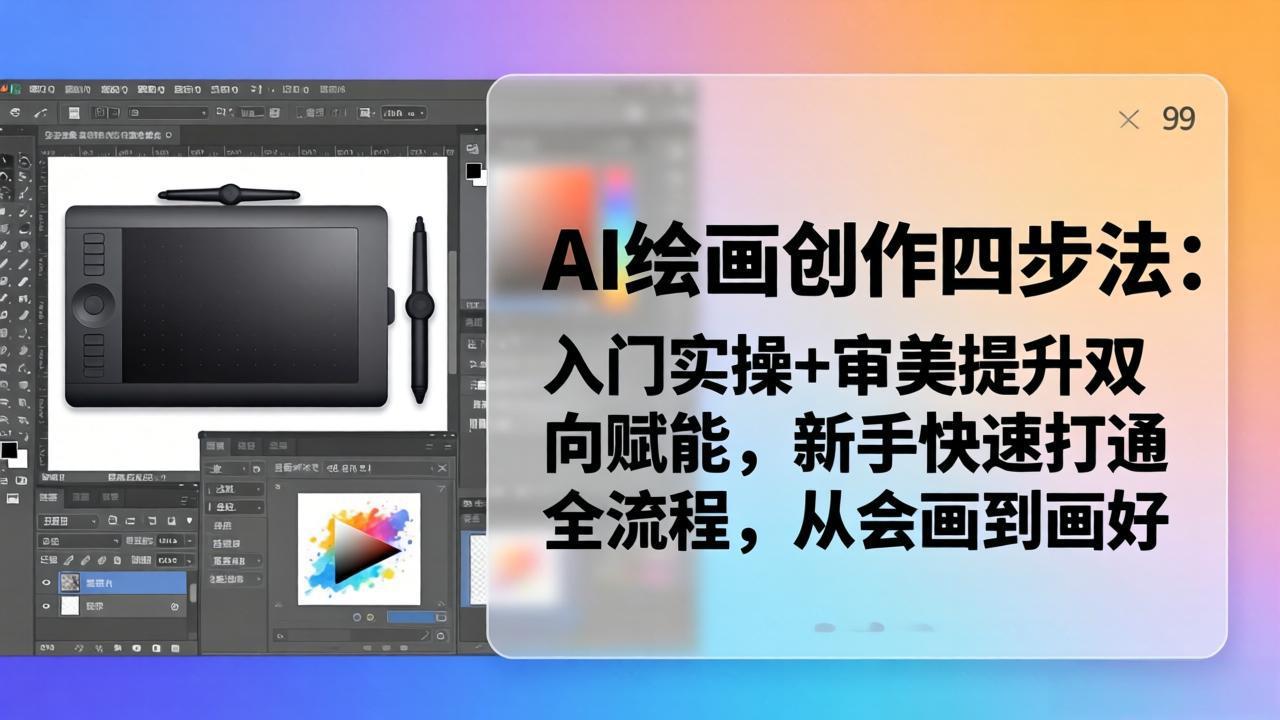 AI绘画创作四步法:入门实操+审美提升双向赋能,新手快速打通全流程,从会画到画好-777网创网