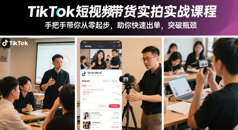TikTok短视频带货实拍实战课程,手把手带你从零起步,助你快速出单,突破瓶颈-777网创网