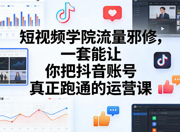短视频学院流量邪修,一套能让你把抖音账号真正跑通的运营课-777网创网