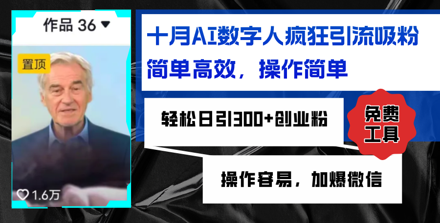 （12963期）AI数字人疯狂引流吸粉，简单高效，日引300+创业粉 ，操作容易，加爆微信-777网创网
