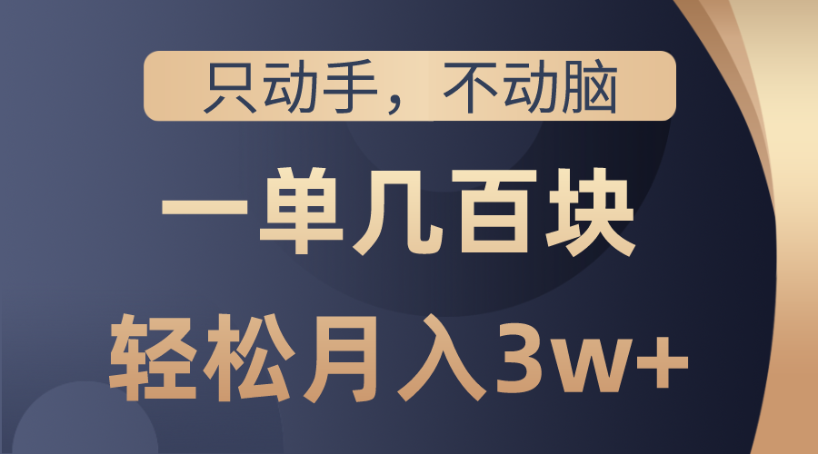 （10561期）只动手不动脑，一单几百块，轻松月入3w+，看完就能直接操作，详细教程-777网创网