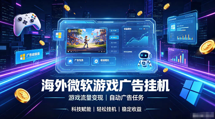 海外游戏广告自动挂G，轻资产海外副业风口，单设备稳定产出500+【揭秘】-777网创网