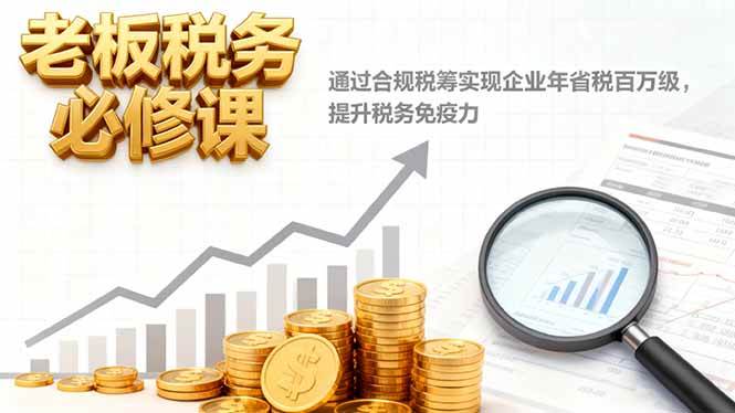 （16426期）老板税务必修课，通过合规税筹实现企业年省税百万级，提升税务免疫力-777网创网