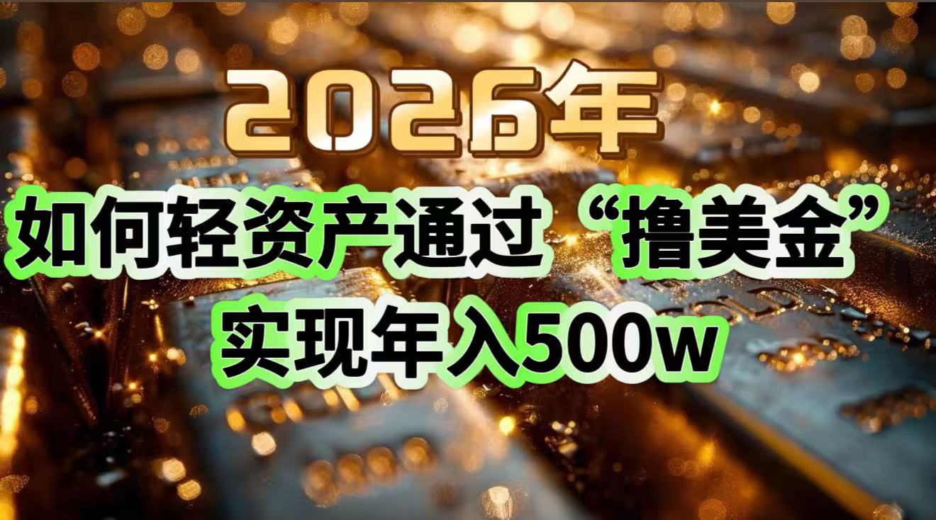 2026年如何轻资产通过“撸美金”实现年入500w-777网创网
