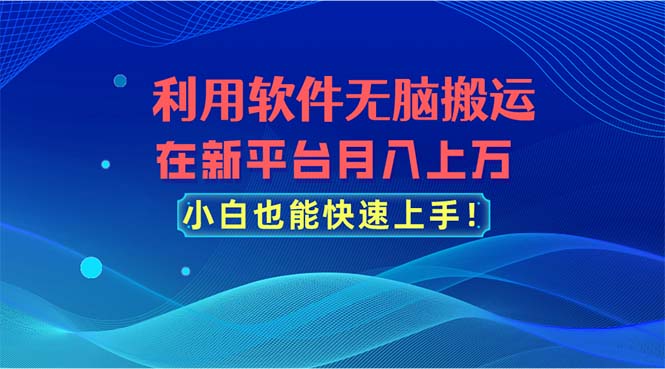 （11078期）利用软件无脑搬运，在新平台月入上万，小白也能快速上手-777网创网