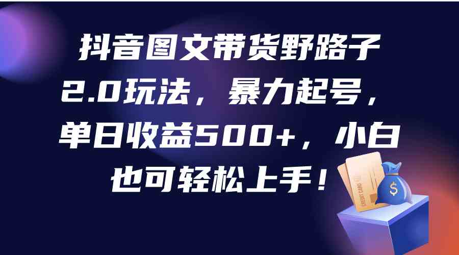 （9790期）抖音图文带货野路子2.0玩法，暴力起号，单日收益500+，小白也可轻松上手！-777网创网