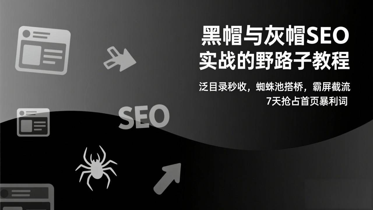(17125期)黑帽与灰帽SEO实战的野路子教程:泛目录秒收,蜘蛛池搭桥,霸屏截流,7天抢占首页暴利词 (17125期)黑帽与灰帽SEO实战的野路子教程:泛目录秒收,蜘蛛池搭桥,霸屏截流,7天抢占首页暴利词