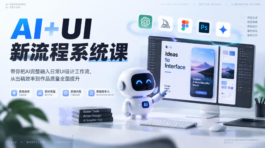 【无水印】AI+UI新流程系统课，带你把AI完整融入日常UI设计工作流，从出稿效率到作品质量全面提升（2026第4期）-777网创网