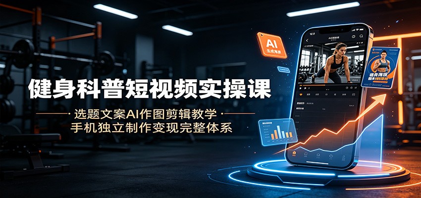 健身科普短视频实操课：选题文案AI作图剪辑教学，手机独立制作变现完整体系-777网创网