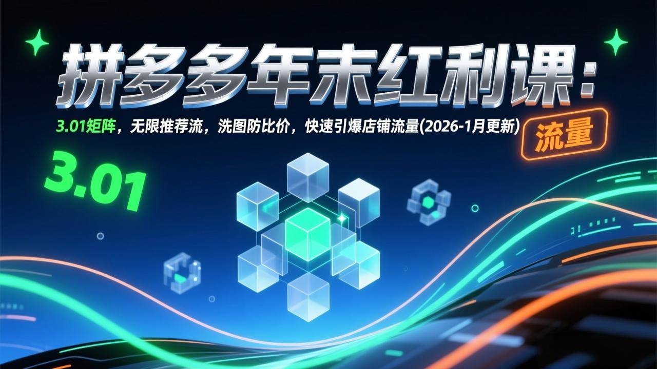 (17100期)拼多多年末红利课:3.01矩阵,无限推荐流,洗图防比价,快速引爆店铺流量(2026-1月更新) (17100期)拼多多年末红利课:3.01矩阵,无限推荐流,洗图防比价,快速引爆店铺流量(2026-1月更新)