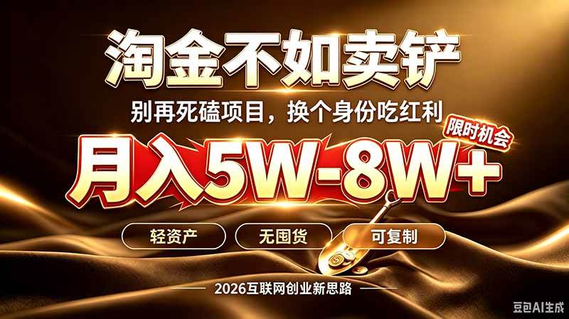(20152期)别再傻乎乎埋头跑项目!互联网真正赚钱逻辑:做卖铲人,拒绝当韭菜,逆风翻盘月入5‑8W+ (20152期)别再傻乎乎埋头跑项目!互联网真正赚钱逻辑:做卖铲人,拒绝当韭菜,逆风翻盘月入5‑8W+