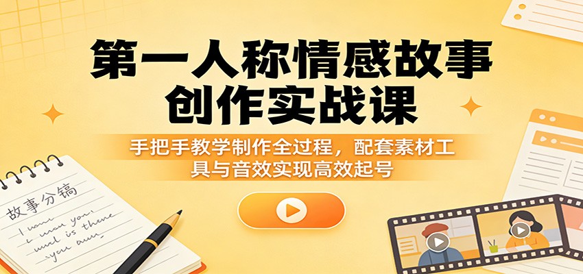 第一人称情感故事创作实战课：手把手教学制作全过程，配套素材工具与音效实现高效起号-777网创网