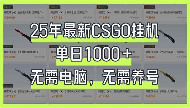 (14178期)25年最新CSGO挂机系统,单日1000+,无需电脑,无需养号,0基础可上手-777网创网