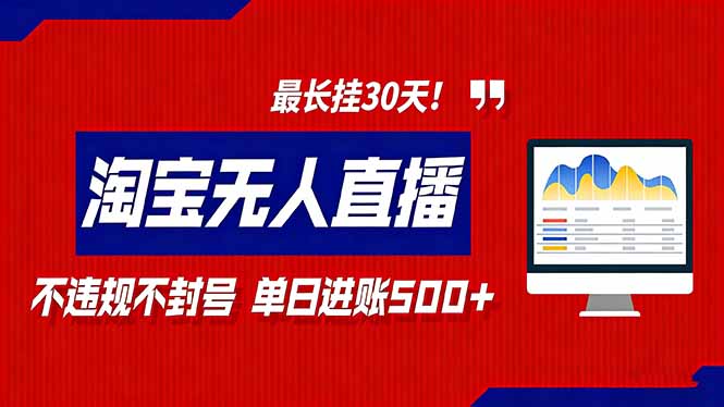 2026淘宝无人直播带货,不违规不封号,每日收益500+,最长挂30 天!-777网创网
