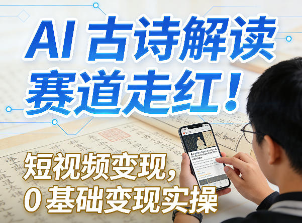 AI古诗解读赛道走红!短视频变现,0基础变现实操