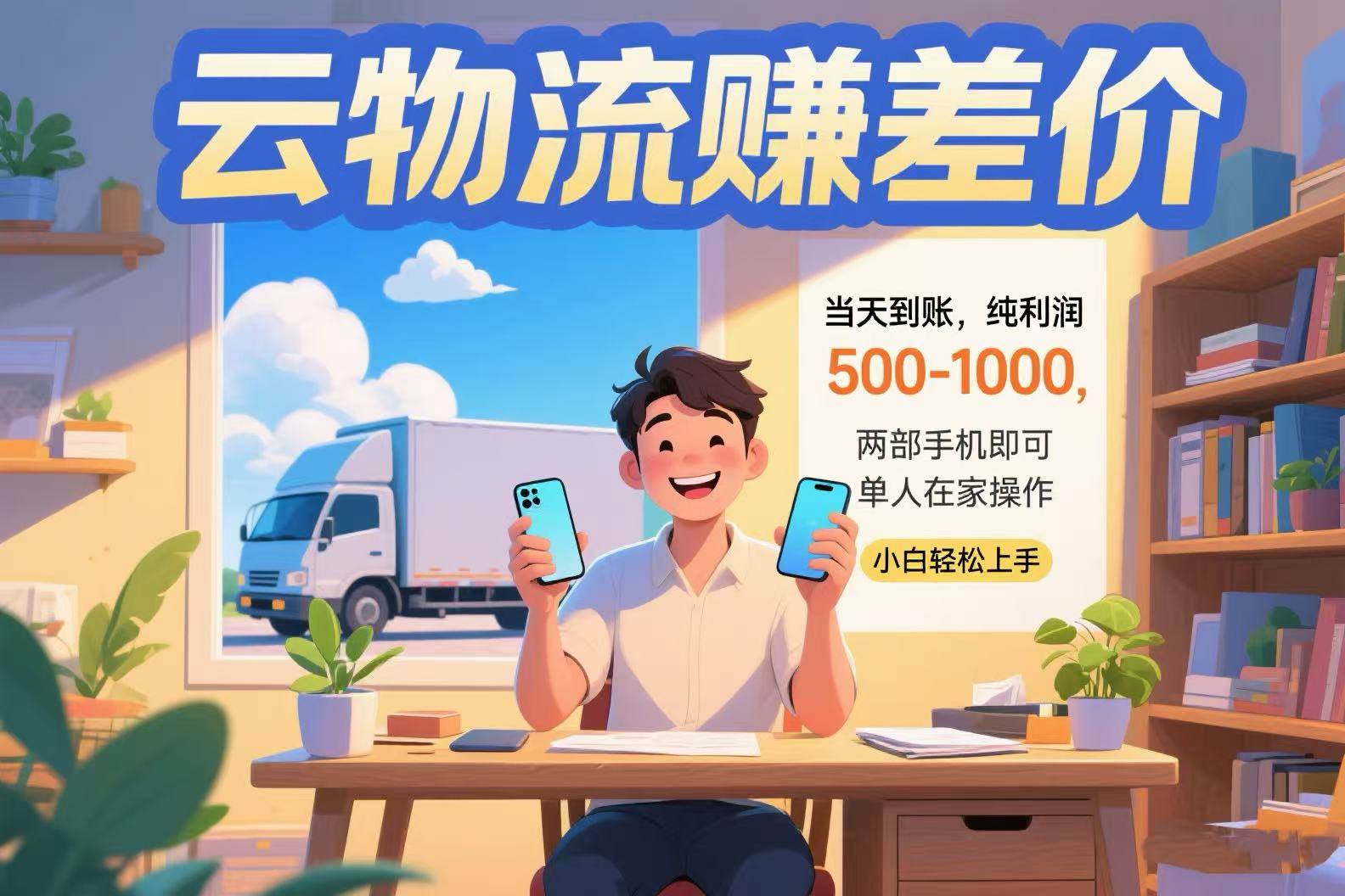 （15492期）云物流赚差价 当天到账纯利润500-1000 两部手机即可 可单人在家操作 小…-777网创网