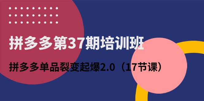 （10835期）拼多多第37期培训班：拼多多单品裂变起爆2.0（17节课）-777网创网