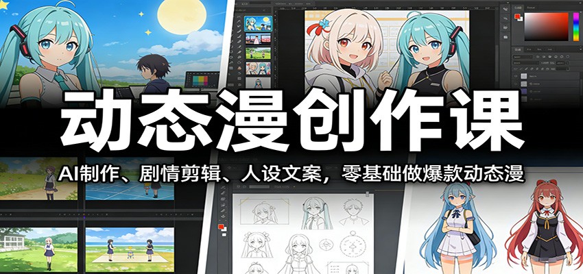动态漫创作课：AI制作、剧情剪辑、人设文案，零基础做爆款动态漫-777网创网