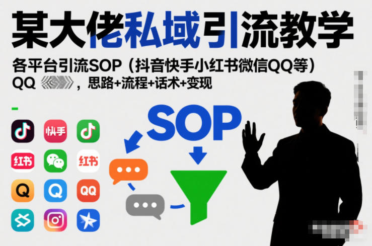 某大佬私域引流教学，各平台引流SOP（抖音快手小红书微信QQ等），思路+流程+话术+变现（更新0708）-777网创网
