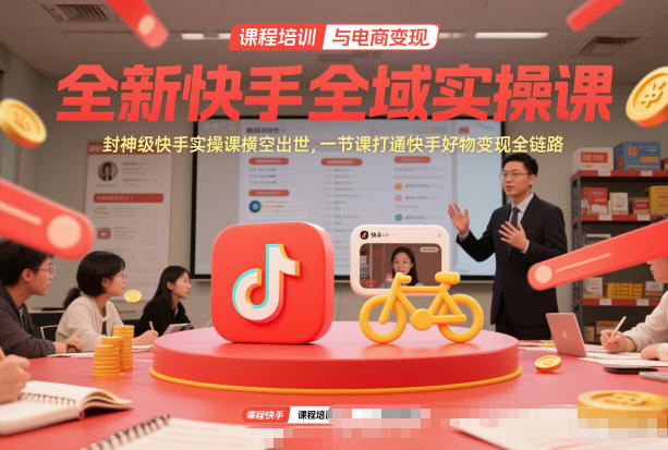 全新快手全域实操课，封神级快手实操课横空出世，一节课打通快手好物变现全链路-777网创网