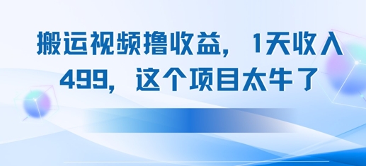搬运抖音中视频撸收益,1天收入多张,这个项目太牛了-777网创网