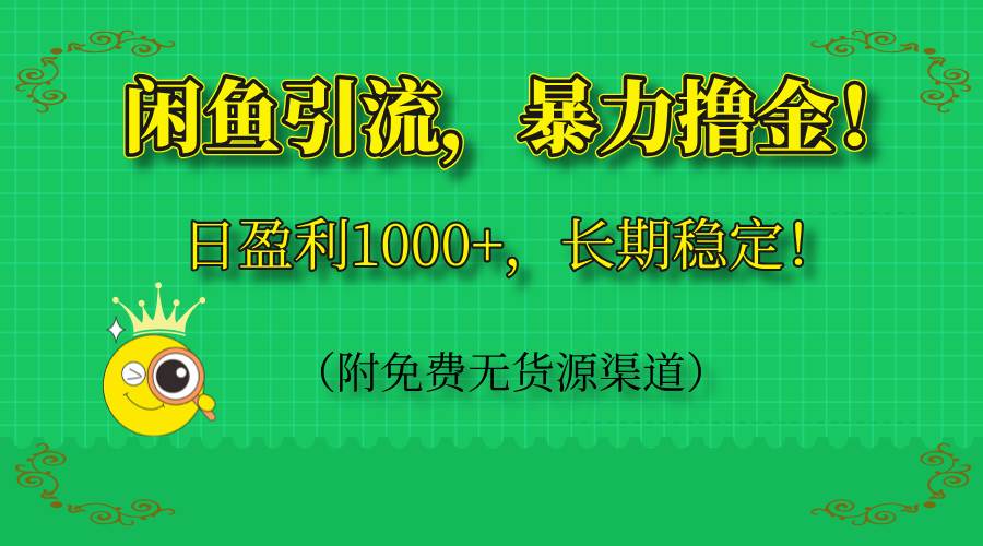 （14647期）闲鱼引流，暴力撸金，日盈利1000+，长期稳定！（附免费无货源渠道）-777网创网