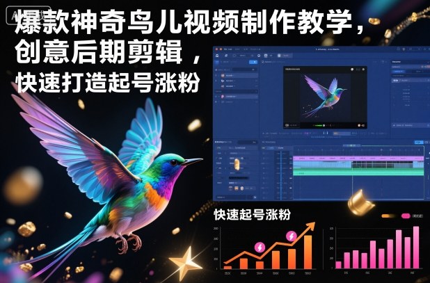 爆款神奇鸟儿视频制作教学,创意后期剪辑,快速打造起号涨粉