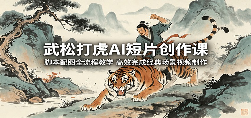 武松打虎AI短片创作课：脚本配图全流程教学，高效完成经典场景视频制作-777网创网