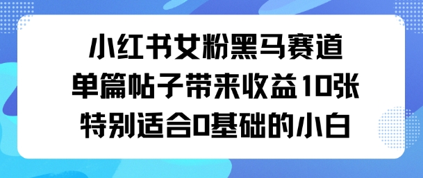 小红书女粉黑马赛道单篇帖子带来收益10张特别适合0基础的小白-777网创网