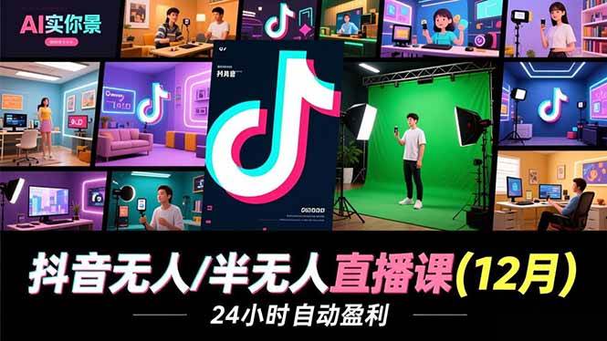 (16771期)抖音无人/半无人直播课(12月),AI实景、数字人、绿幕、多种玩法、24小时自动盈利 (16771期)抖音无人/半无人直播课(12月),AI实景、数字人、绿幕、多种玩法、24小时自动盈利