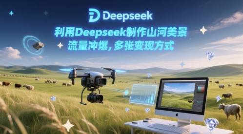 利用Deepseek制作山河美景,流量冲爆,多张变现方式-777网创网