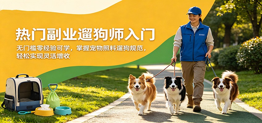 热门副业遛狗师入门，无门槛零经验可学，掌握宠物照料遛狗规范，轻松实现灵活增收-777网创网