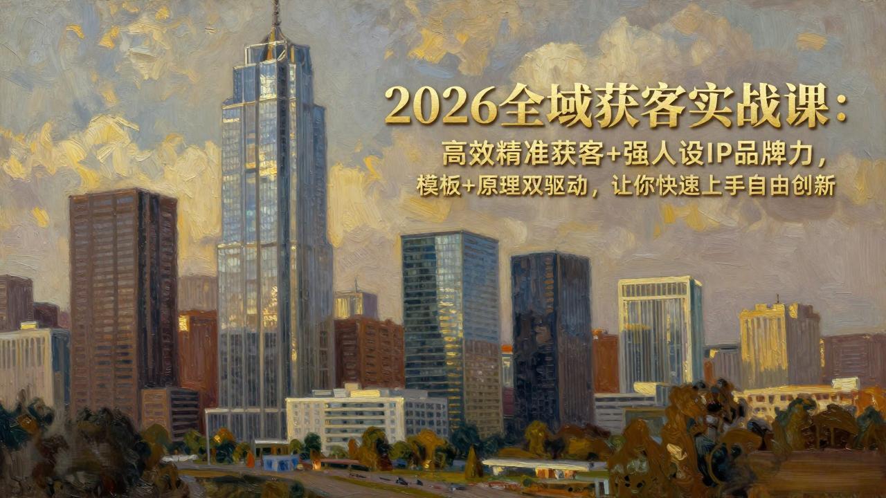 2026全域获客实战课:高效精准获客+强人设IP品牌力,模板+原理双驱动,让你快速上手自由创新-777网创网