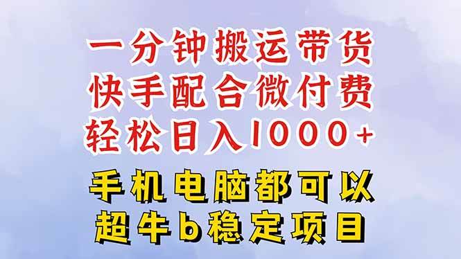 （16285期）快手黑科技一分钟搬运带货，一刀不剪过原创，微付费投流玩法，轻松日入…-777网创网