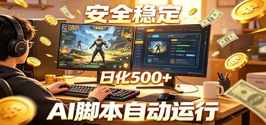 三角洲全自动挂机，AI脚本躺赚，日化500+-777网创网