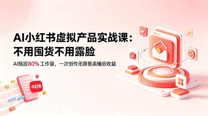 (18818期)AI小红书虚拟产品实战课-更新:不用囤货不用露脸,AI搞定80%工作量,一次创作无限售卖睡后收益-777网创网