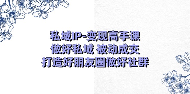 （11209期）私域IP-变现高手课：做好私域 被动成交，打造好朋友圈做好社群（18节）-777网创网