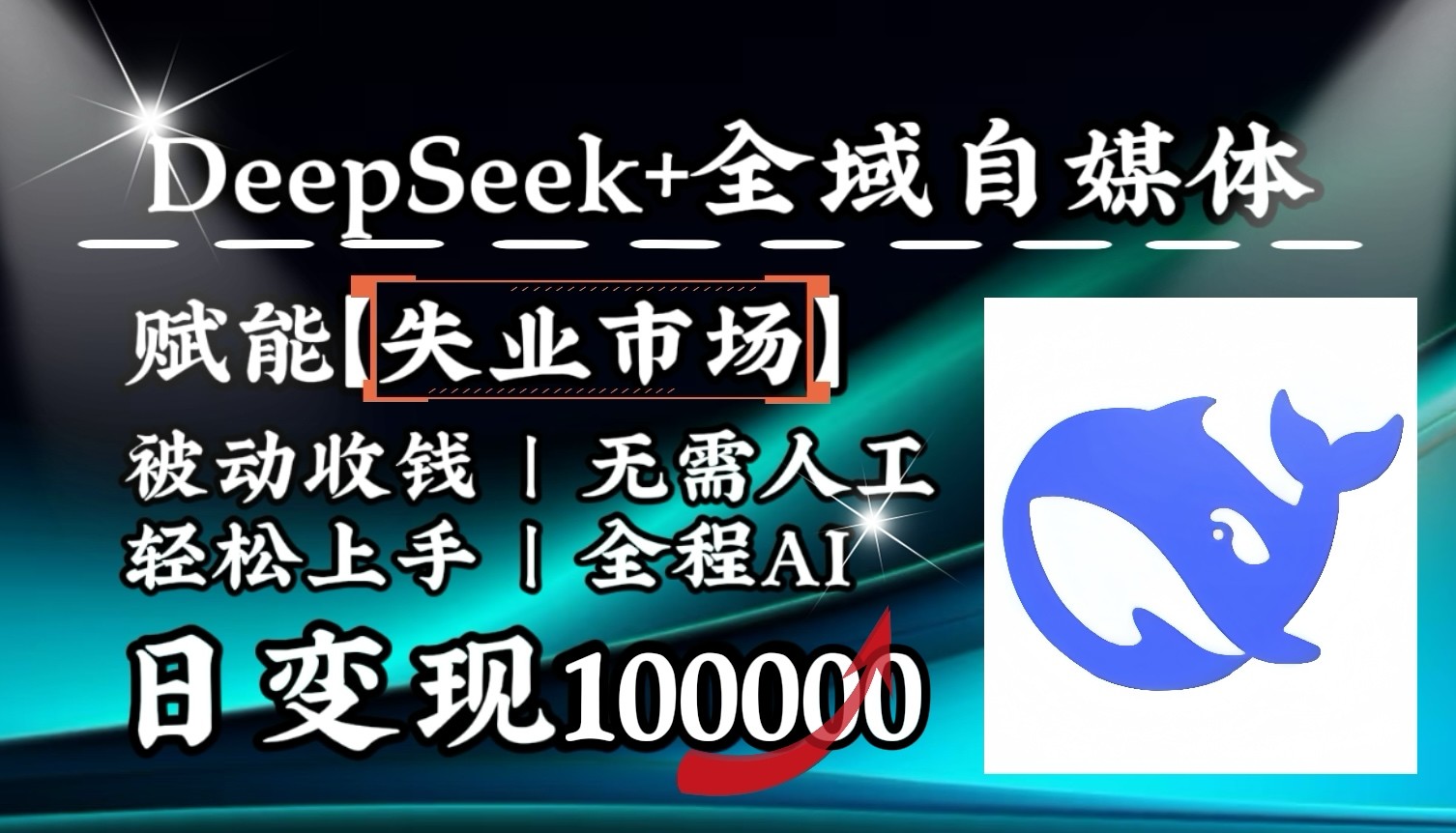 降维打击，DeepSeek+失业市场，全自动操作，结合人人刚需，单月利润轻松破100000＋-777网创网