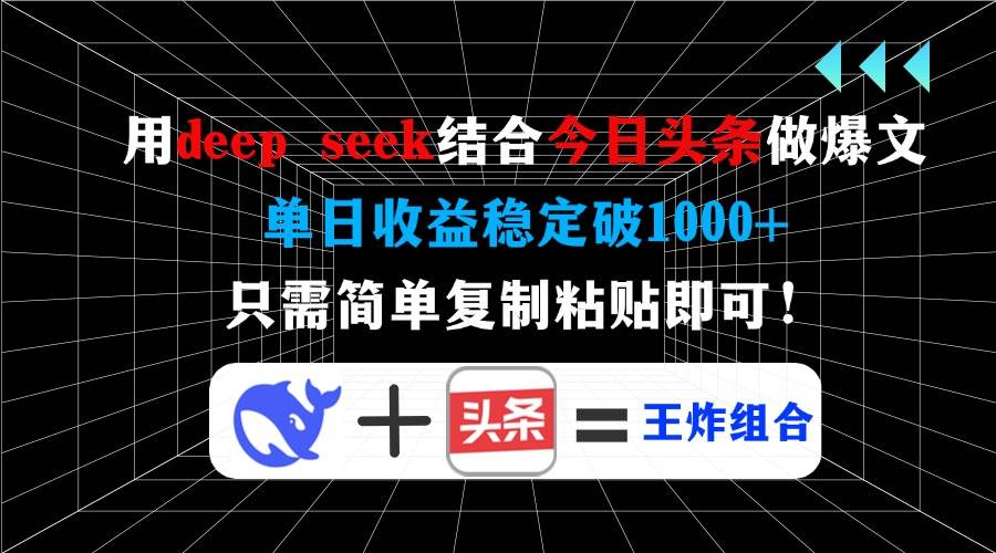（14483期）用deep seek结合今日头条做爆文，单日收益稳定破1000+，只需简单复制粘…-777网创网