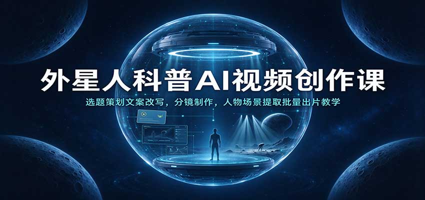 外星人科普AI视频创作课:选题策划文案改写,分镜制作,人物场景提取批量出片教学-777网创网