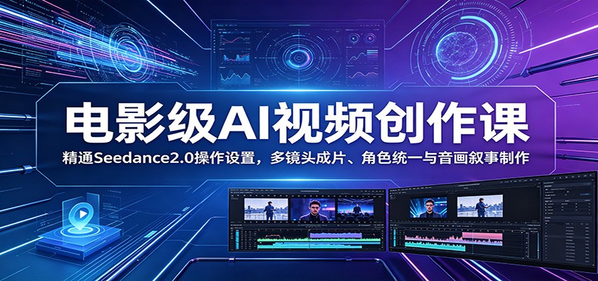 电影级AI视频创作课：精通Seedance2.0操作设置，多镜头成片、角色统一与音画叙事制作-777网创网