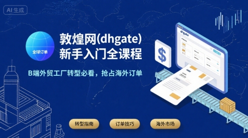 敦煌网(dhgate)新手入门全课程,B端外贸工厂转型必看,抢占海外订单-777网创网