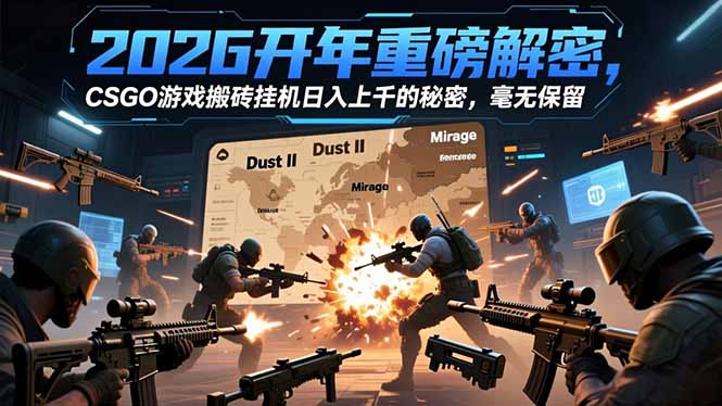 2026开年重磅解密,CSGO游戏搬砖挂机日入上千的秘密,毫无保留-777网创网