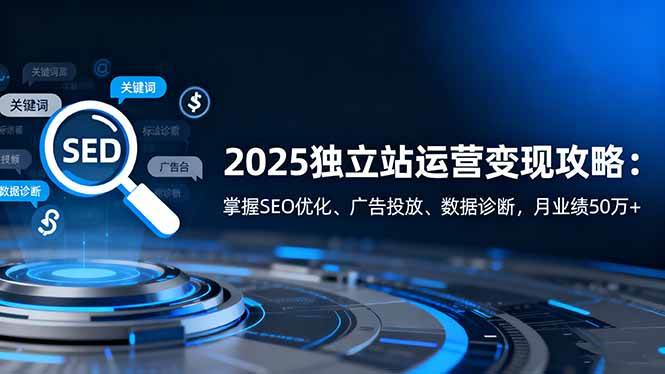 （16371期）2025独立站运营变现攻略：掌握SEO优化、广告投放、数据诊断，月业绩50万+-777网创网