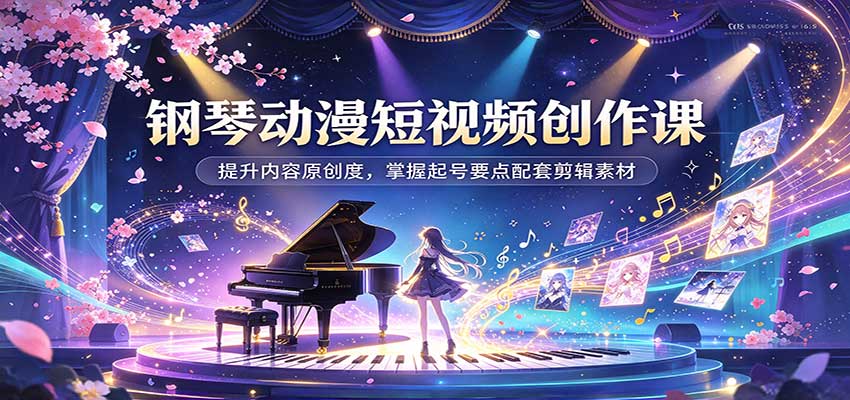 钢琴动漫短视频创作课:提升内容原创度,掌握起号要点配套剪辑素材-777网创网